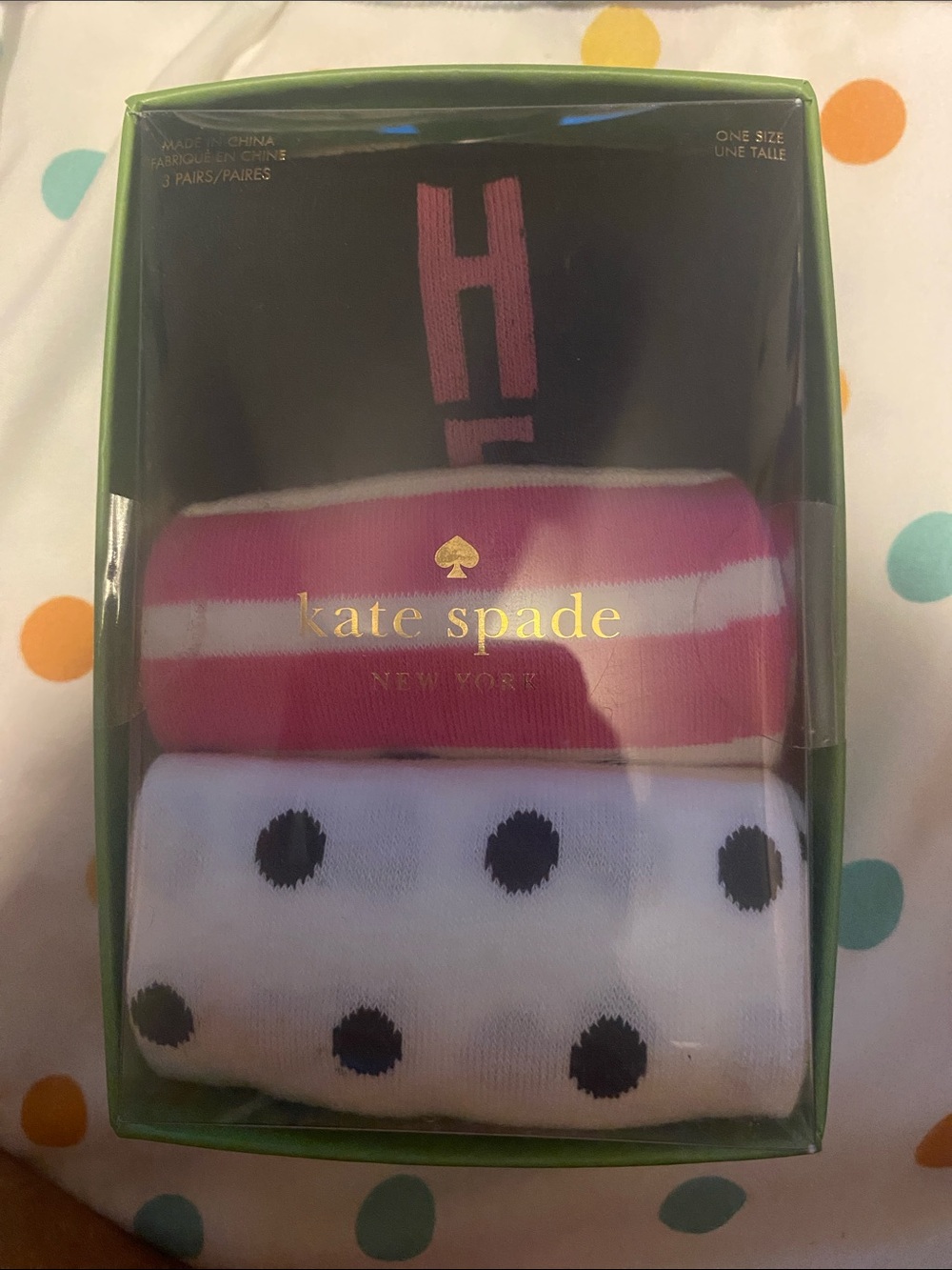kate spade Black, Pink & White Three-Pair Sock Gift Set
